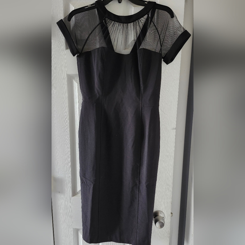 Maggy London Illusion Sheer Top Panel Sheath Dress